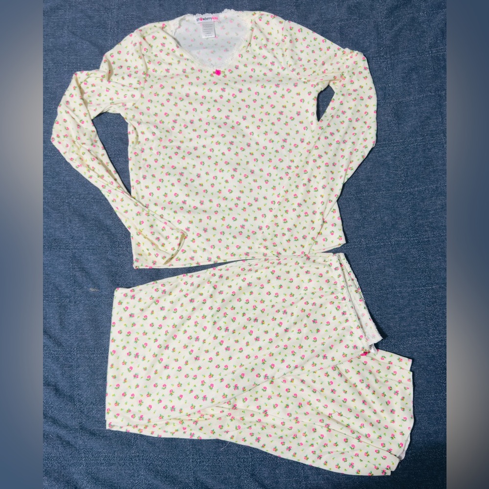 Floral Pajama Set - Cream/pink